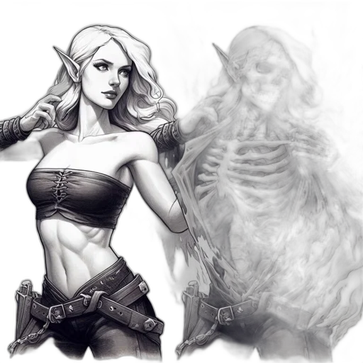 concept art, fantasy art, comic book art, pencil sketch transparent PNG cut-out