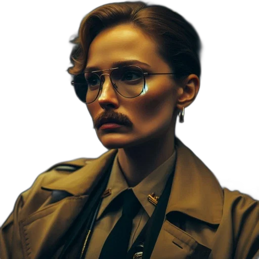 jacket, face, staff, concept art transparent PNG cut-out