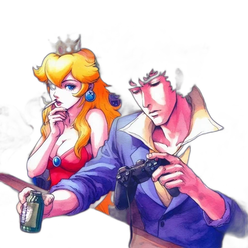 weapon, jacket, staff, vaporwave transparent PNG cut-out