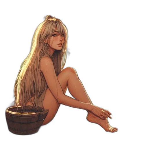 hair, oil painting, concept art, photorealistic transparent PNG cut-out