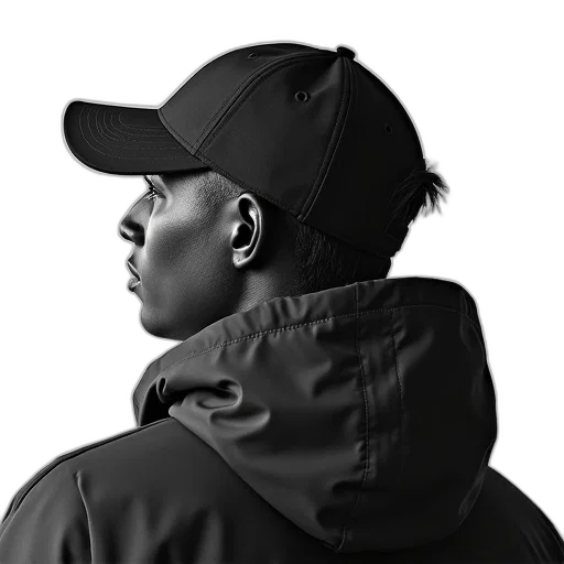 jacket, hat, face, staff transparent PNG cut-out