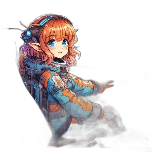 jacket, robot, staff, weapon transparent PNG cut-out