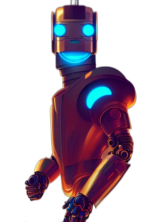 robot, staff, concept art, cyberpunk transparent PNG cut-out