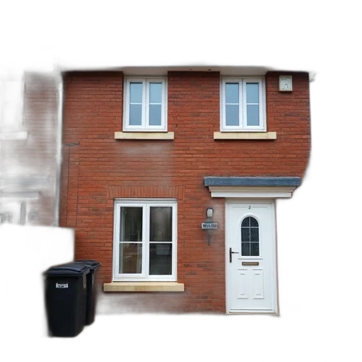 building, 3d render, photorealistic, two-story transparent PNG cut-out