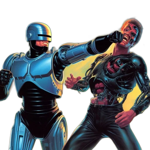 robot, comic book art, concept art, vivid transparent PNG cut-out