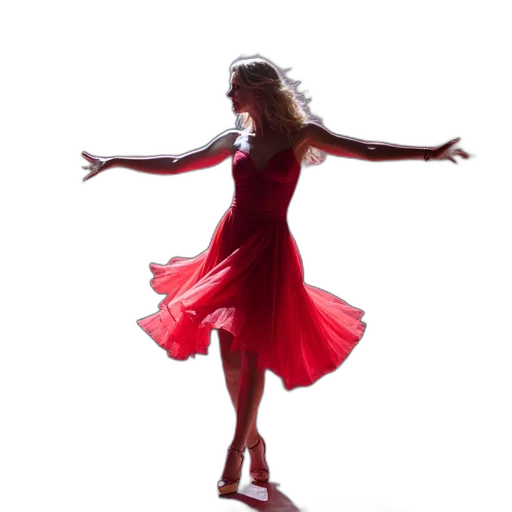 dress, photorealistic, red, talent transparent PNG cut-out