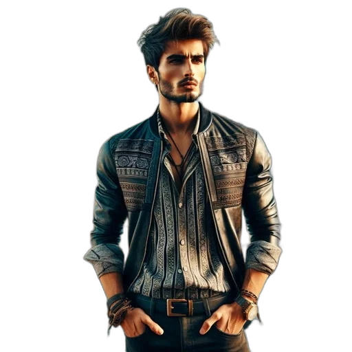 jacket, face, concept art, photorealistic transparent PNG cut-out