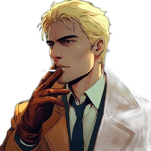 jacket, staff, face, comic book art transparent PNG cut-out