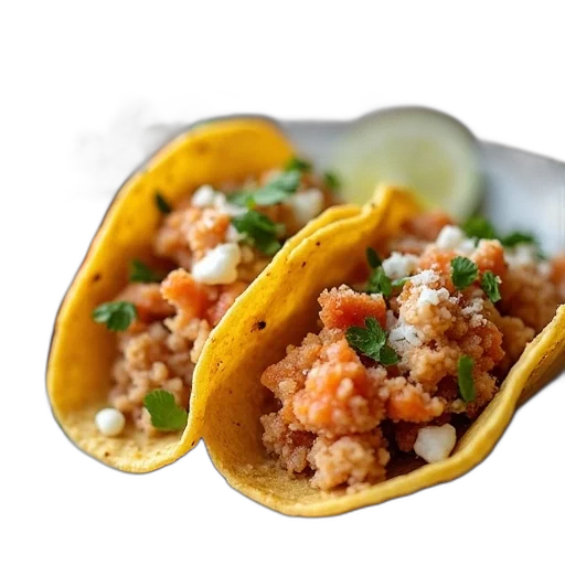 food, photorealistic, three, tacos transparent PNG cut-out