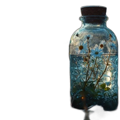 bottle, dress, watercolor, photorealistic transparent PNG cut-out