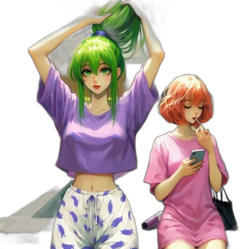 hair, dress, vaporwave, anime transparent PNG cut-out