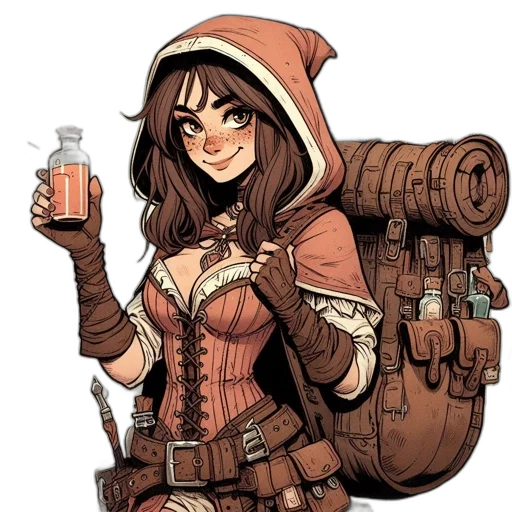 weapon, staff, jacket, fantasy art transparent PNG cut-out