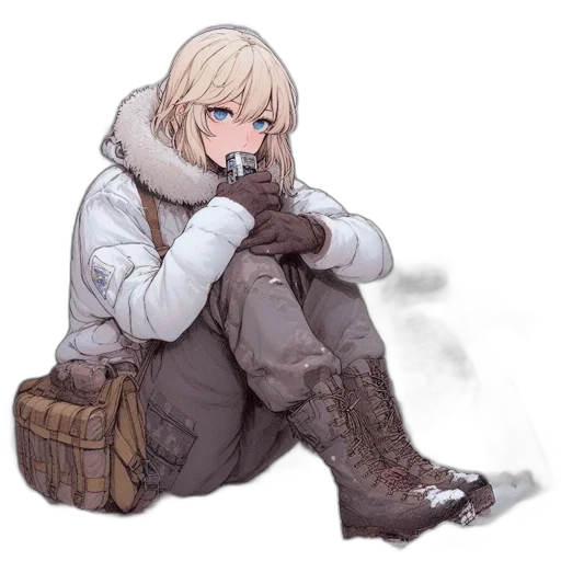 jacket, weapon, face, creature transparent PNG cut-out