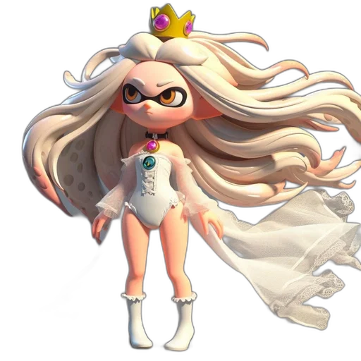 dress, crown, hair, staff transparent PNG cut-out