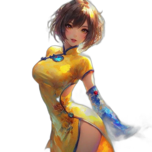 dress, robot, staff, flower transparent PNG cut-out