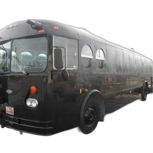 black, vintage-style, bus, round transparent PNG cut-out