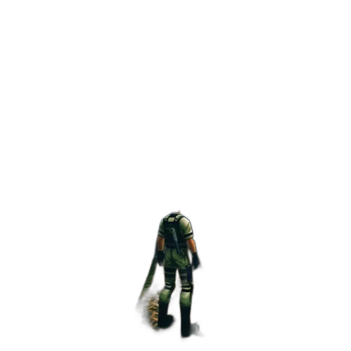 robot, jacket, staff, creature transparent PNG cut-out