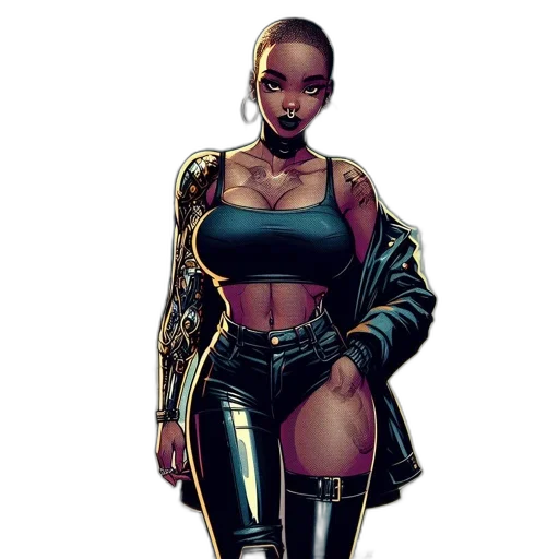 jacket, robot, dress, cyberpunk transparent PNG cut-out