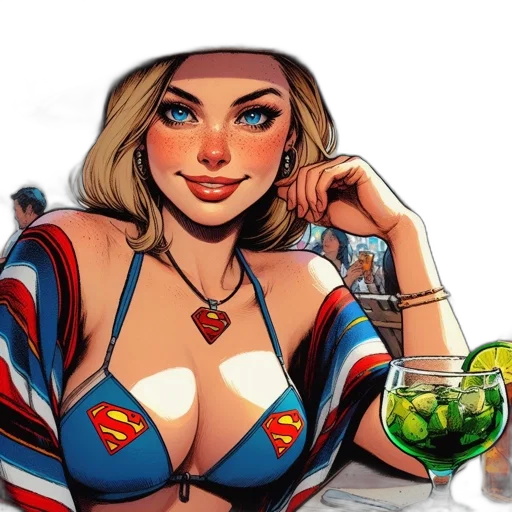 jewelry, dress, face, comic book art transparent PNG cut-out