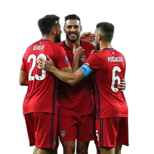 sevilla, players, celebrate transparent PNG cut-out