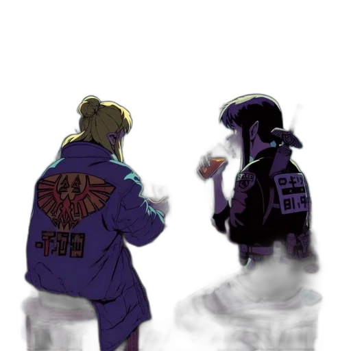 jacket, concept art, cyberpunk, vaporwave transparent PNG cut-out