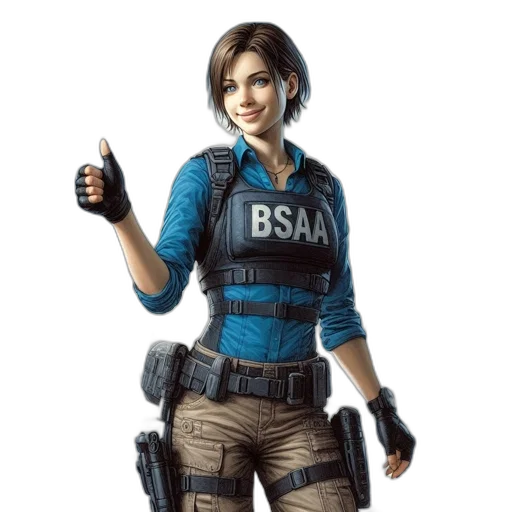 jacket, weapon, concept art, 3d render transparent PNG cut-out