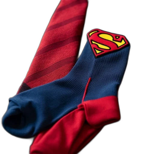 superman, character, socks, red transparent PNG cut-out