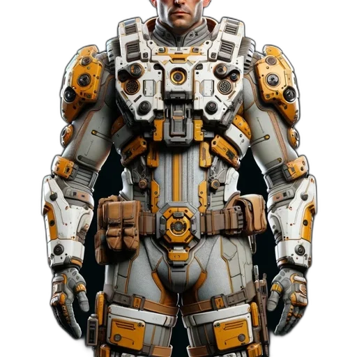 robot, weapon, jacket, face transparent PNG cut-out