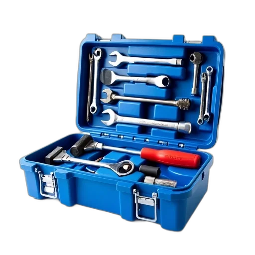 staff, blue, toolbox, open transparent PNG cut-out