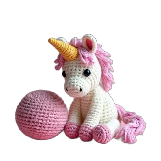 dragon, 3d render, crochet, unicorn transparent PNG cut-out