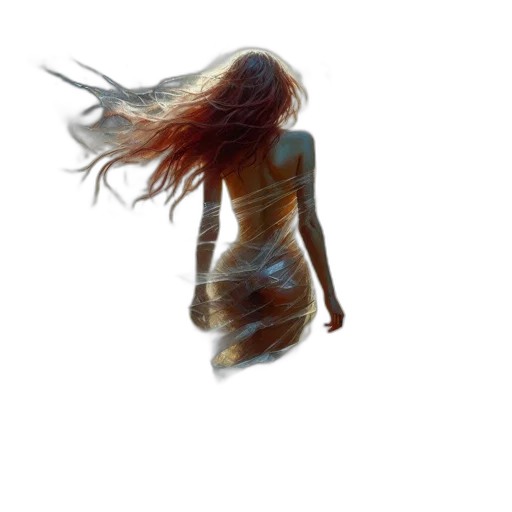 hair, dress, creature, concept art transparent PNG cut-out