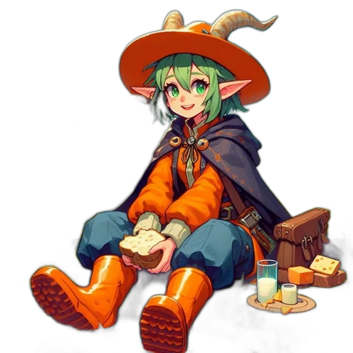 hat, dragon, staff, bottle transparent PNG cut-out