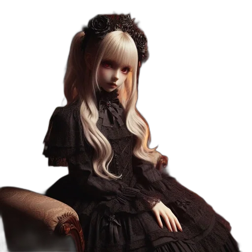 dress, hair, crown, staff transparent PNG cut-out