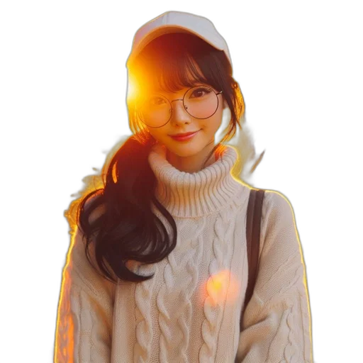 jacket, hat, face, staff transparent PNG cut-out