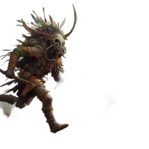 dragon, creature, mask, staff transparent PNG cut-out