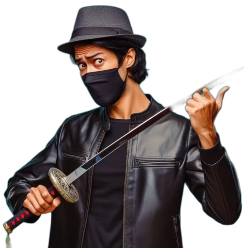 staff, mask, weapon, jacket transparent PNG cut-out