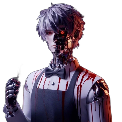 robot, face, staff, creature transparent PNG cut-out