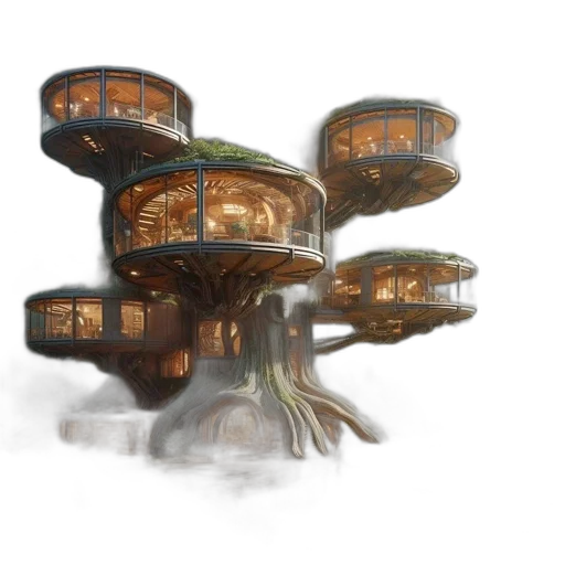 tree, furniture, building, 3d render transparent PNG cut-out