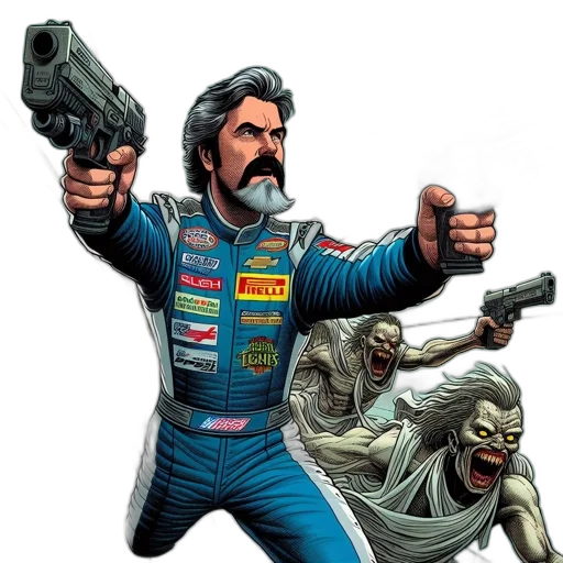 comic book art, concept art, pixel art, racer transparent PNG cut-out