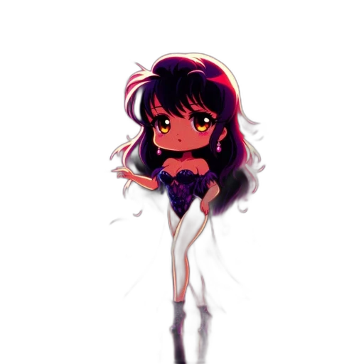 dress, hair, staff, creature transparent PNG cut-out