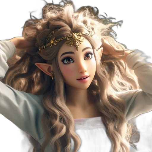 crown, hair, fantasy art, 3d render transparent PNG cut-out