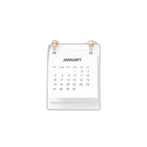 calendar, january, 2020, white transparent PNG cut-out