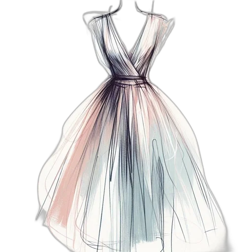 dress, watercolor, concept art, 3d render transparent PNG cut-out