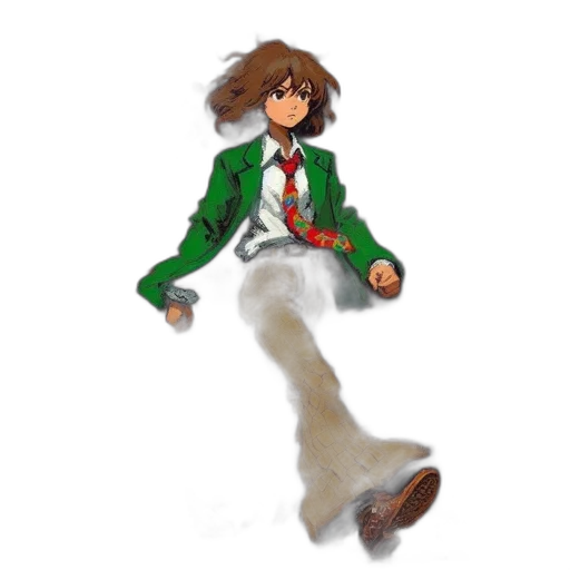 jacket, staff, creature, hair transparent PNG cut-out