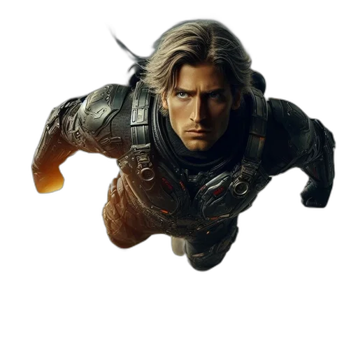 hair, face, weapon, jacket transparent PNG cut-out
