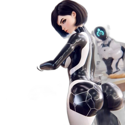 robot, concept art, 3d render, cyberpunk transparent PNG cut-out