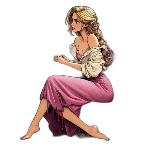 dress, jewelry, staff, fantasy art transparent PNG cut-out