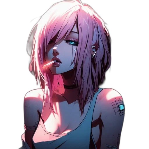 face, jacket, jewelry, cyberpunk transparent PNG cut-out