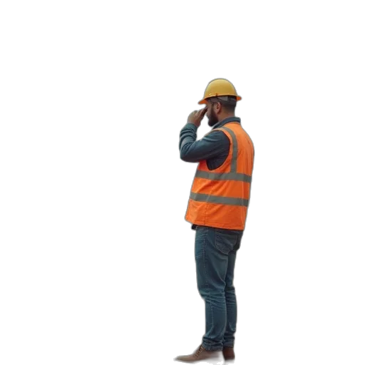 staff, hat, jacket, robot transparent PNG cut-out