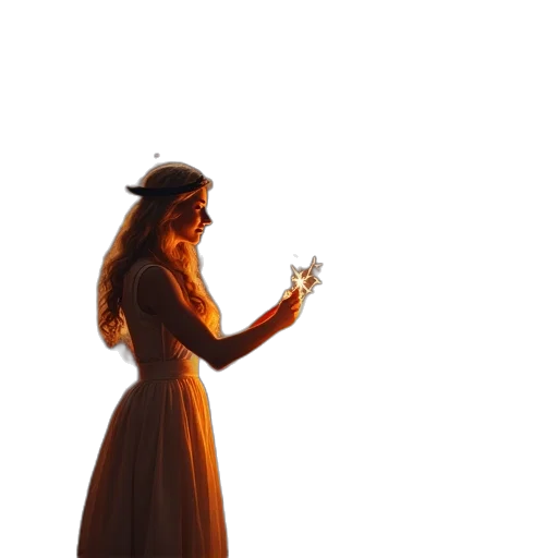 dress, bottle, hat, staff transparent PNG cut-out